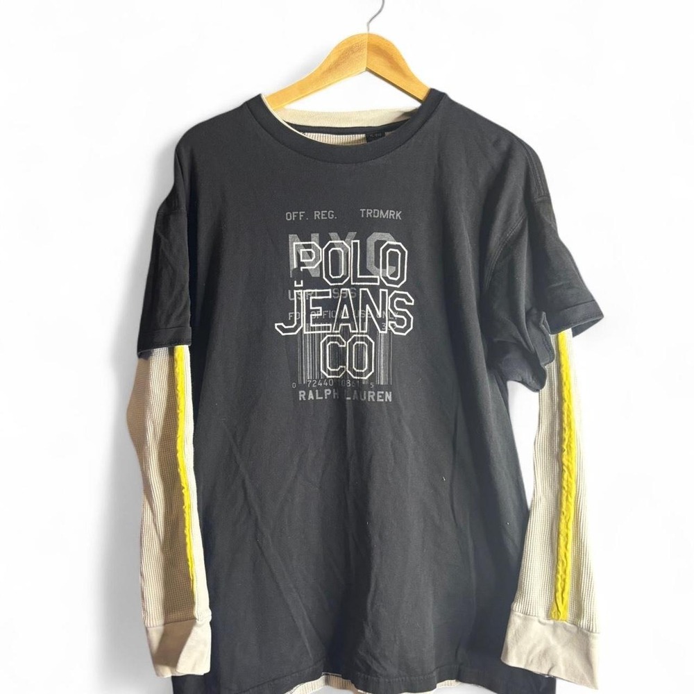 Vintage Y2K Grunge Polo jeans (rl) tee with thermal long sleeve